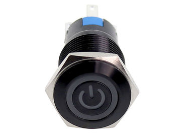 Nút nhấn bằng nhôm đen 16mm Công tắc Góc mắt Đèn LED biểu tượng vòng điện